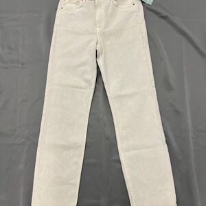 H&M Women's Vintage Slim Straight Leg Jeans in Beige 99% Organic Cotton NWT!!!